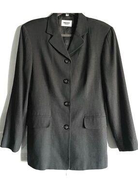 Mexx Wool Blend Long Line Boyfriend Blazer in Charcoal Gray Size 10 EUC
